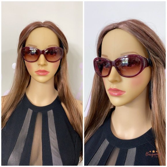 Authentic LOUIS VUITTON Burgundy Acetate Iris PM Rhinestone Oval Sunglasses - Picture 5 of 12